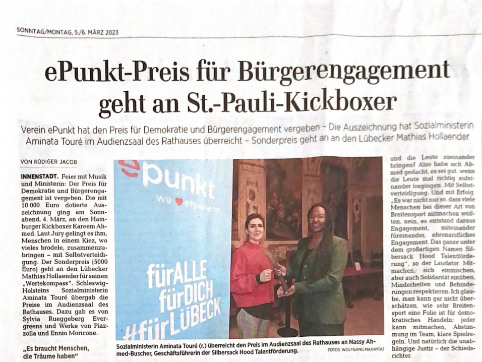 Read more about the article Lübecker ePunkt-Preis für Bürgerengagement geht an St. Pauli-Kickboxer